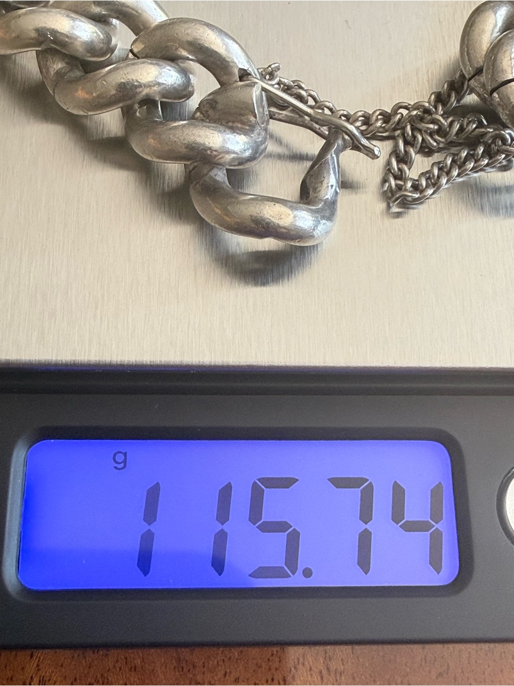 Sterling Silver vintage Polish curb link bracelet weighing 115g from 1980 - Picture 8 of 10